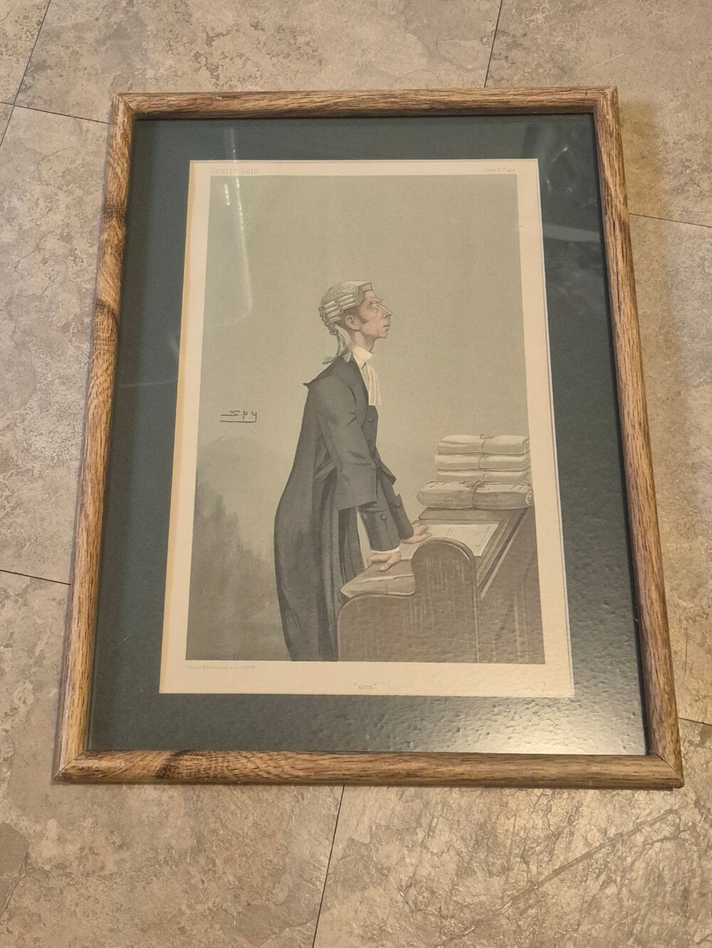 Vanity Fair Spy “Silk” Barrister Lawyer Chromolithograph Print Framed Antique